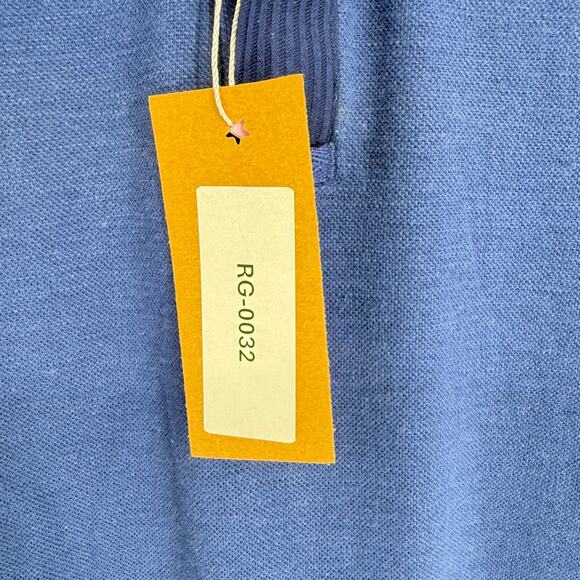 Robert Graham Short Sleeve Knit Polo Shirt Solid Navy Blue L - Picture 3 of 5